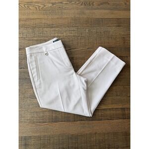 Adrianna Papell Cream Straight Leg Capri Dress Pants Womens 4 Cotton Stretch